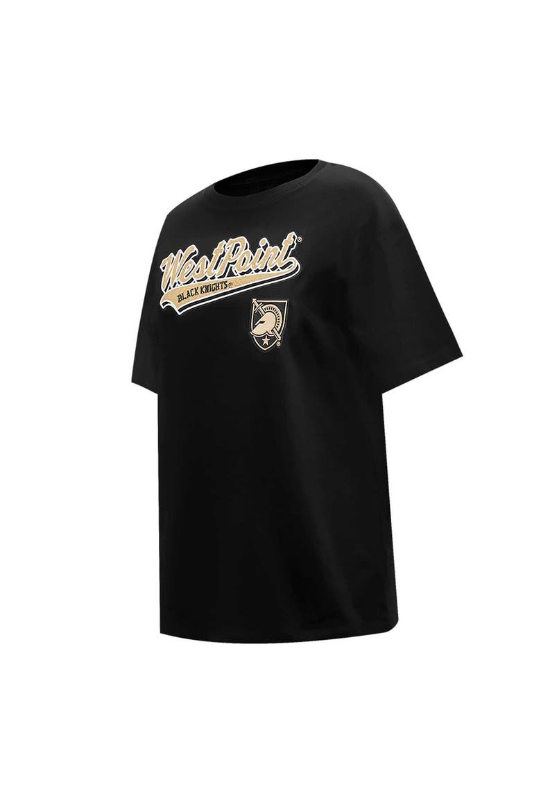 Women's Pro Standard Black Army Black Knights Script Tail Oversized Boyfriend T-Shirt, Alternate, color, Black