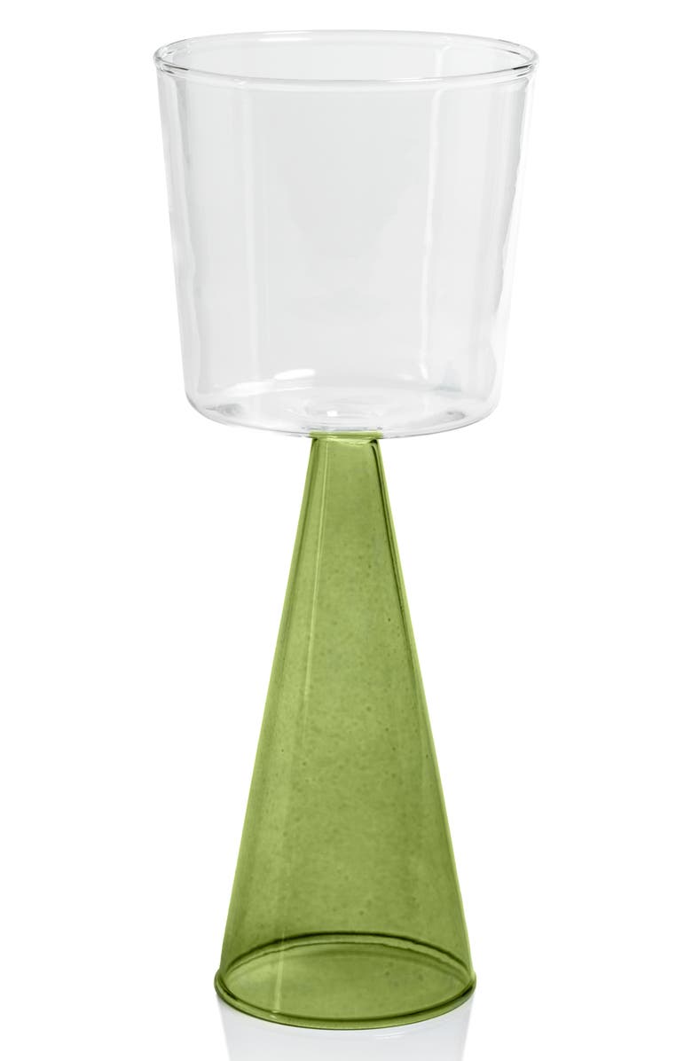 Zodax Viterbo Set of 4 Red Wine Glasses, Main, color, Clear/ Green