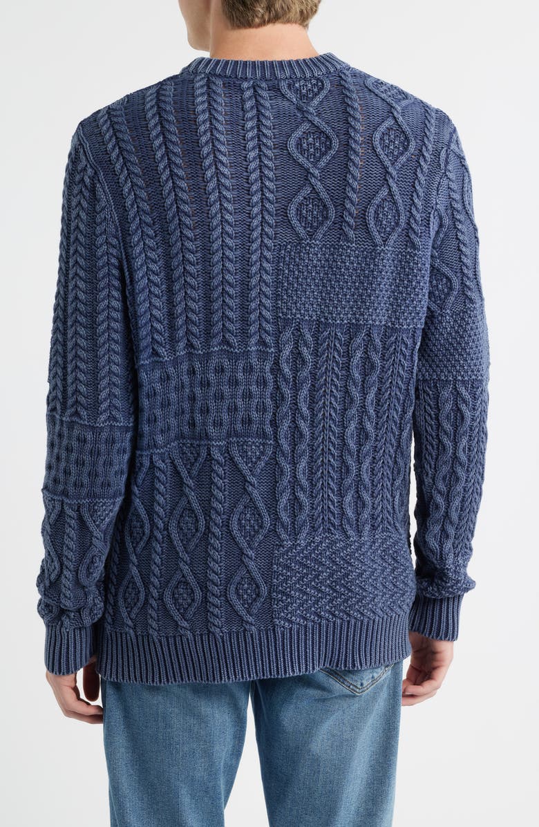 Schott NYC Stonewash Patchwork Sweater, Alternate, color, Navy