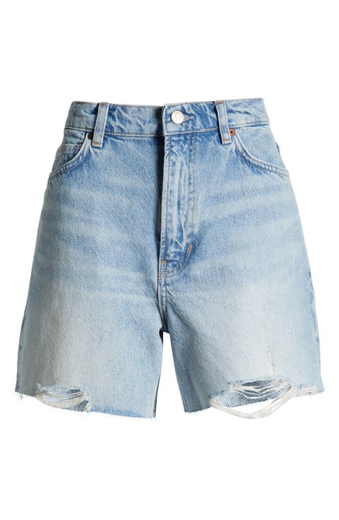Saige High Waist Raw Hem Denim Cutoff Shorts