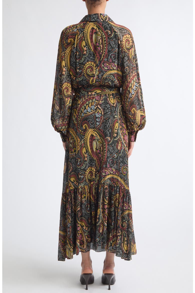 Printed Midi Dress, Alternate, color, PRINT ON BLACK BASE