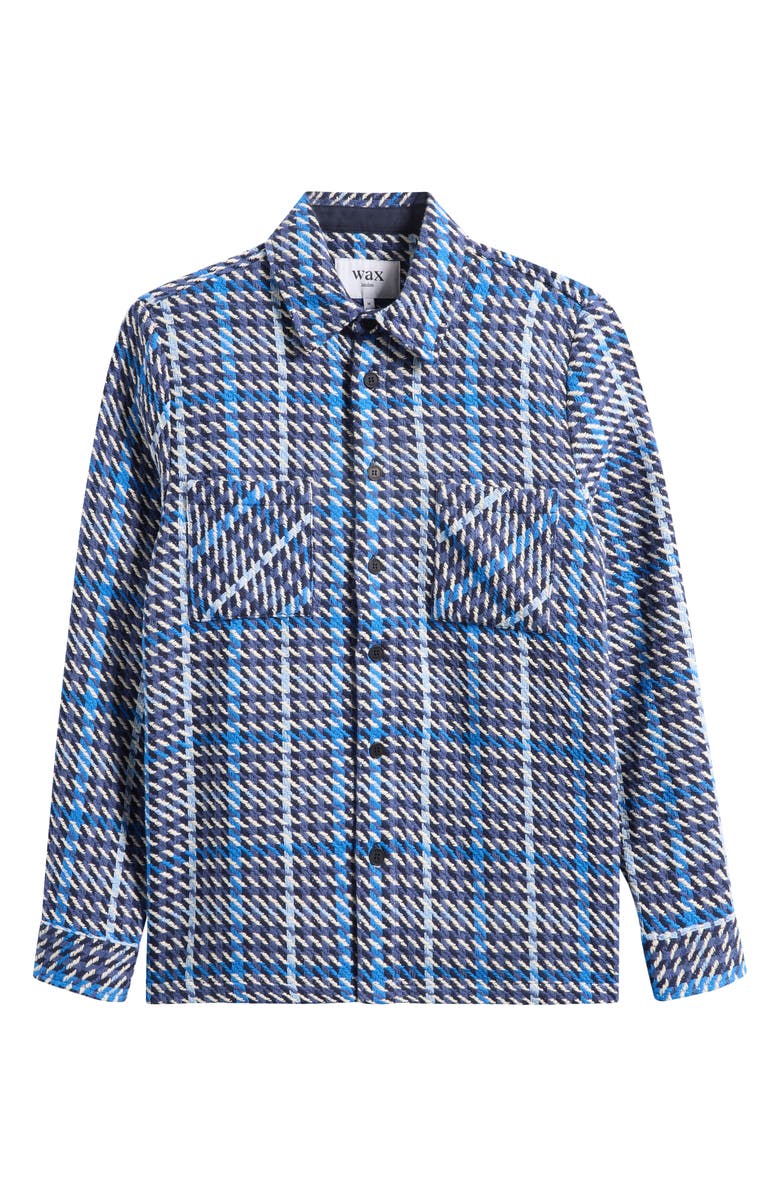 Wax London Whiting Houndstooth Check Overshirt, Main, color, Navy / Blue