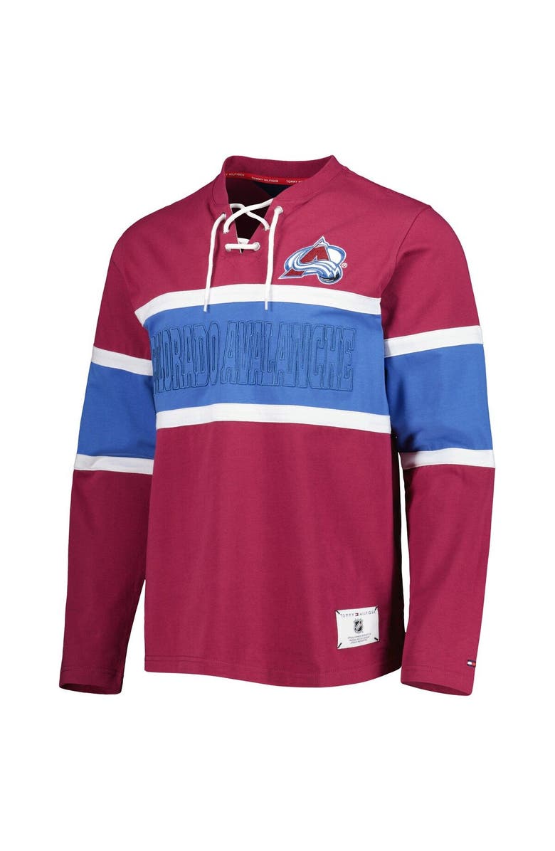 Tommy Hilfiger Men's Tommy Hilfiger Burgundy Colorado Avalanche Walter Lace-Up Long Sleeve Top, Alternate, color, Burgundy