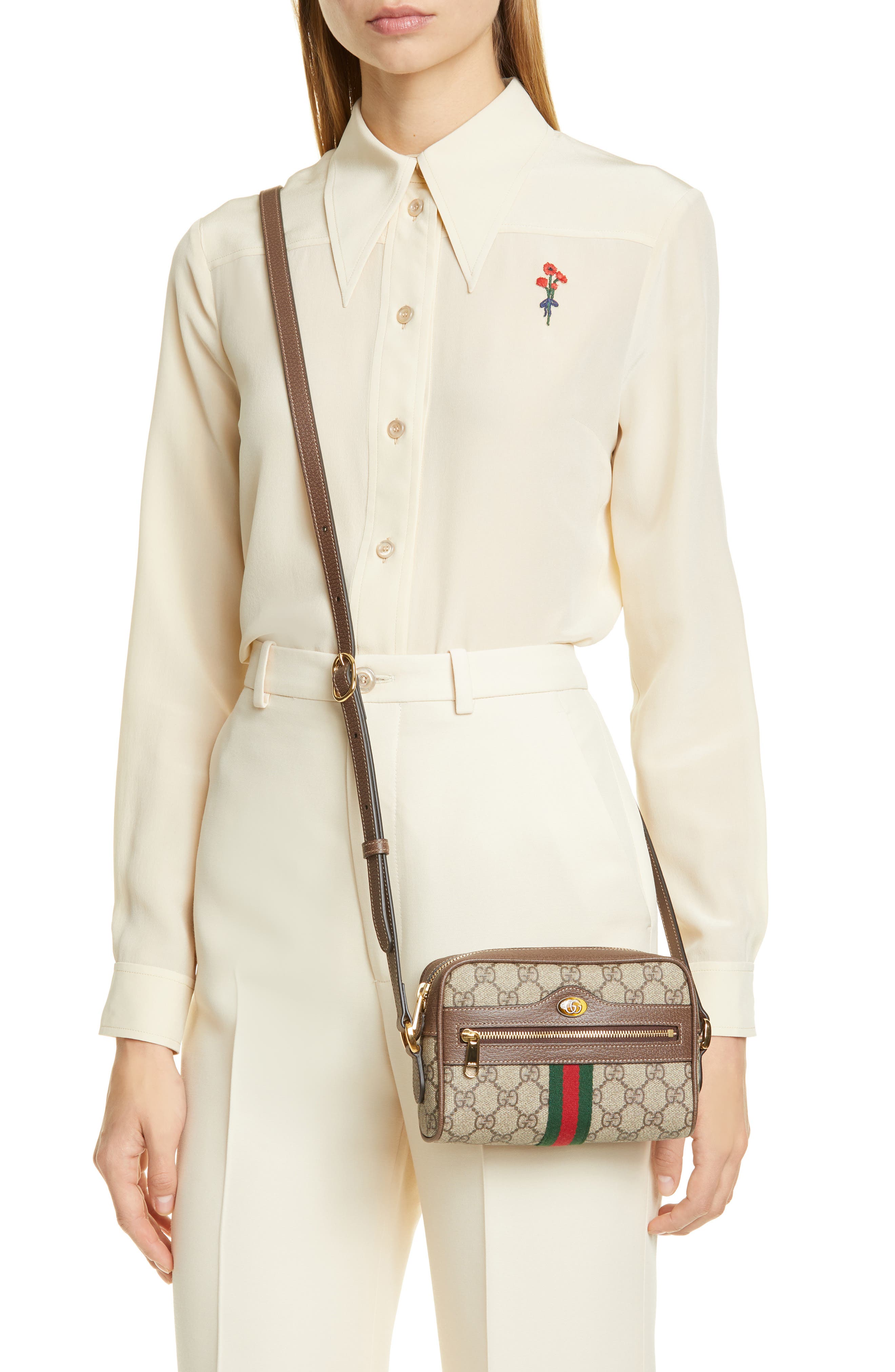 Gucci SmallCanvas Crossbody Bag, Alternate, color, 