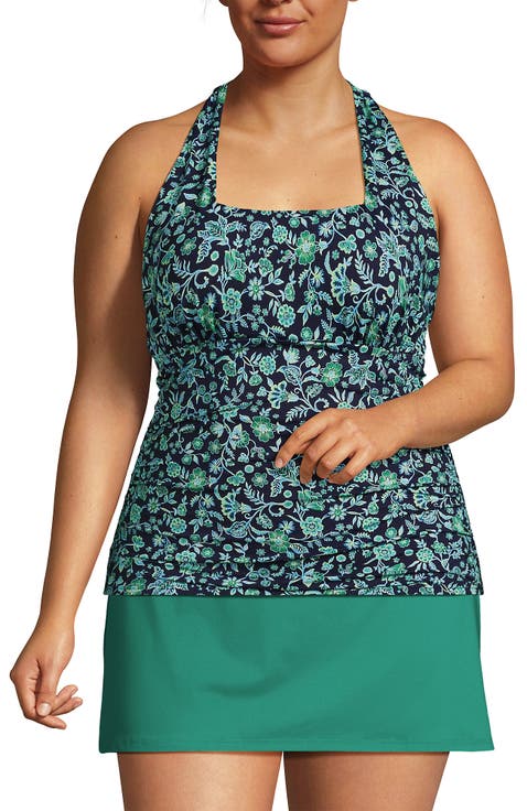 Chlorine Resistant Square Neck Halter Tankini Swimsuit Top