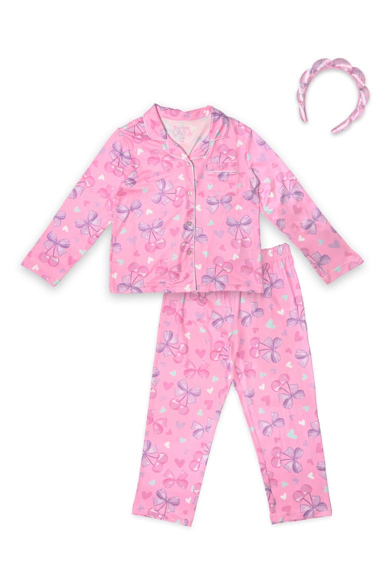 Kids' Cherry Yummy 3-Piece Pajama Set, Main, color, BUBBLE GUM