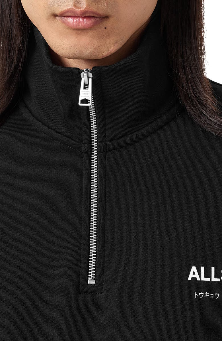 AllSaints Underground Oversize Half Zip Pullover, Alternate, color, Jet Black