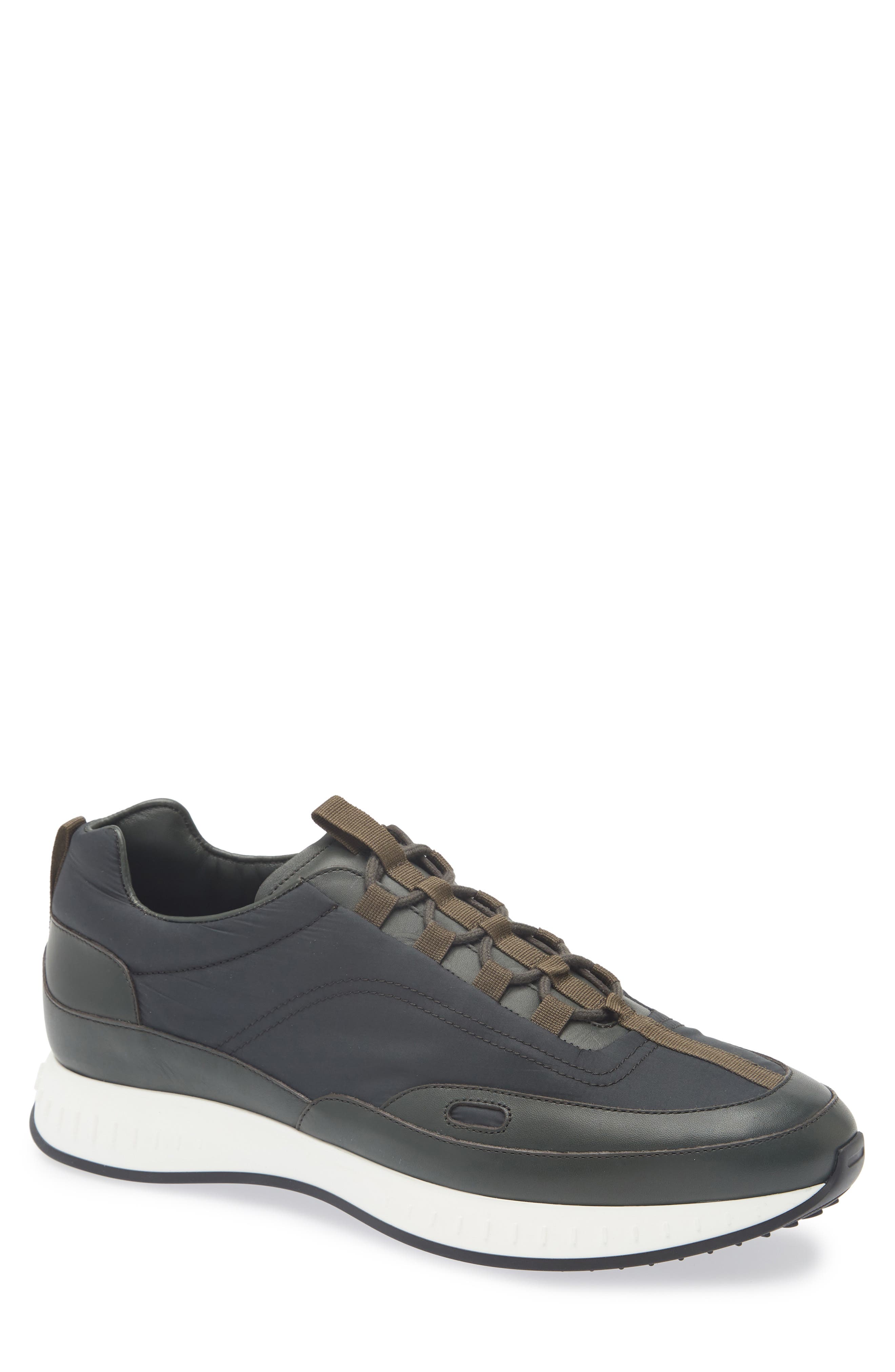 John Lobb Laced Stream Sneaker, Main, color, Dark Green
