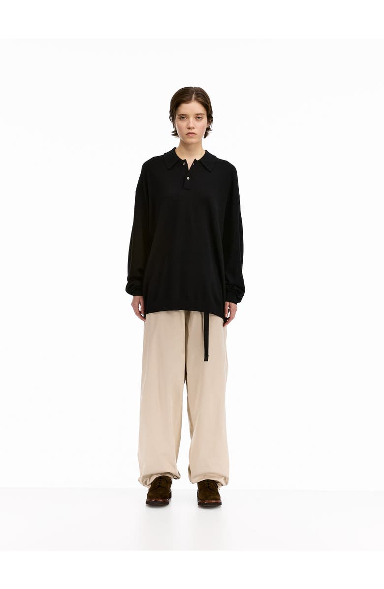 vowels Lightweight Knit Polo Sweater, Alternate, color, Black