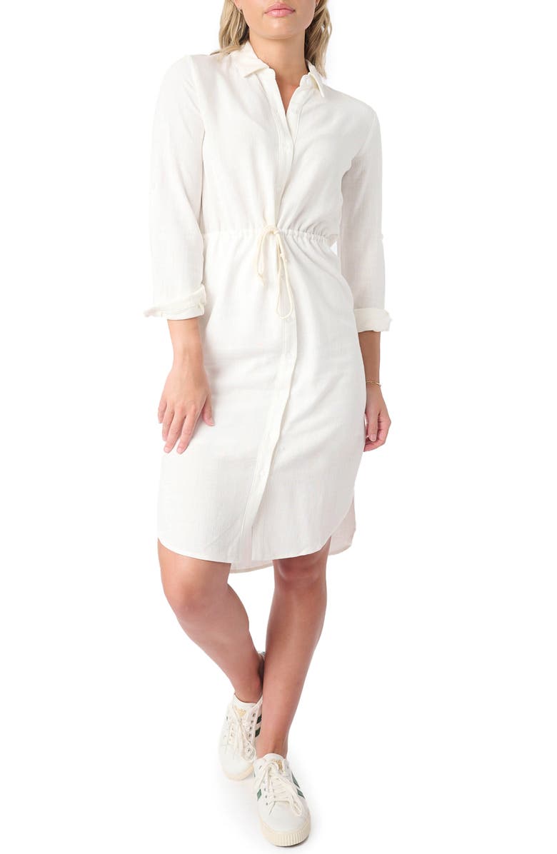 GIBSONLOOK Long Sleeve Shirtdress, Main, color, White