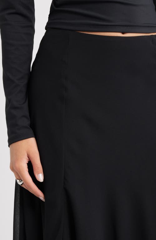 Open Edit Layered Asymmetric Chiffon Midi Skirt In Black