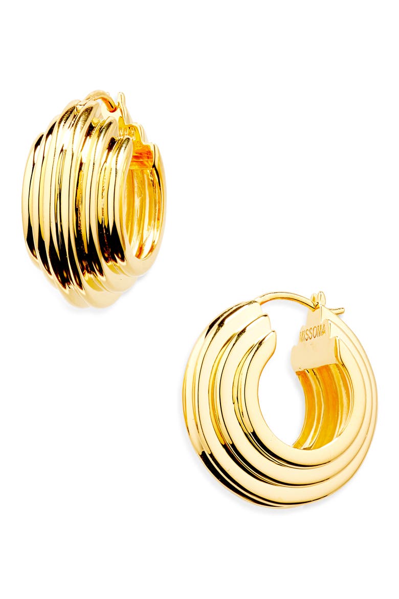 x Lucy Williams Chunky Ridge Hoop Earrings, Main, color, GOLD