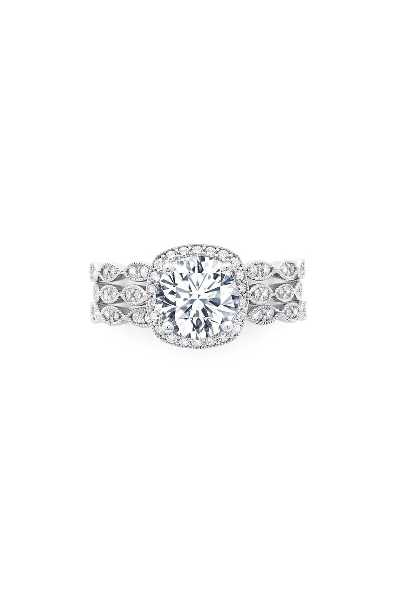 Cubic Zirconia Halo Stack Ring, Main, color, PLATINUM