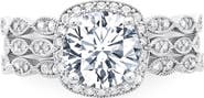 Crislu Cubic Zirconia Halo Stack Ring