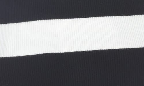Rain And Rose Three Quarter Sleeve Sweater In Black Stripe