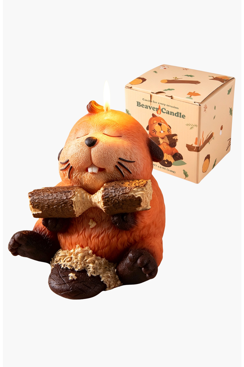 Busy Beaver Candle, Main, color, Burnt Orange