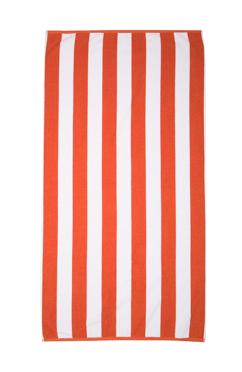 DOHLER Rugby Striped Beach Towel - Orange/White, Main, color, 