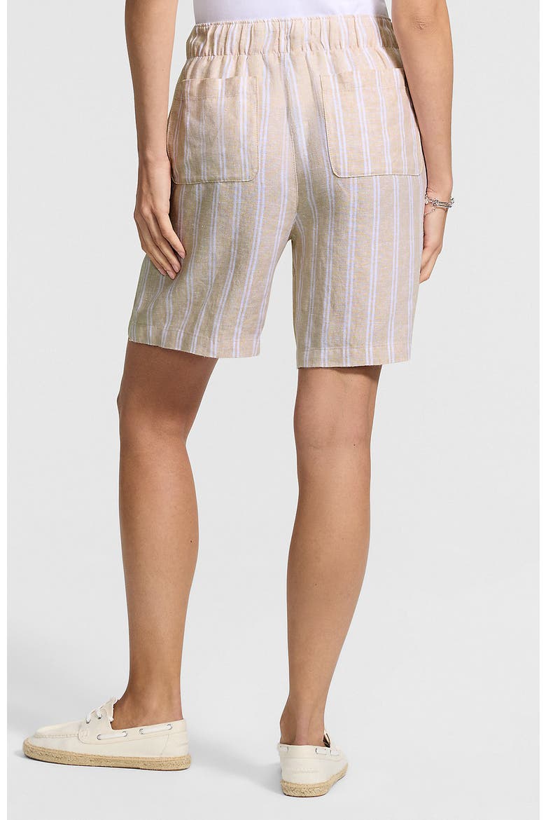 Linen High Rise Pull On 7" Shorts, Alternate, color, Champagne/White Double Stripe
