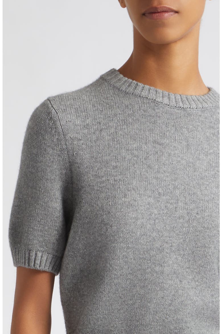 Elsie Short Sleeve Wool & Cashmere Sweater, Alternate, color, STORM