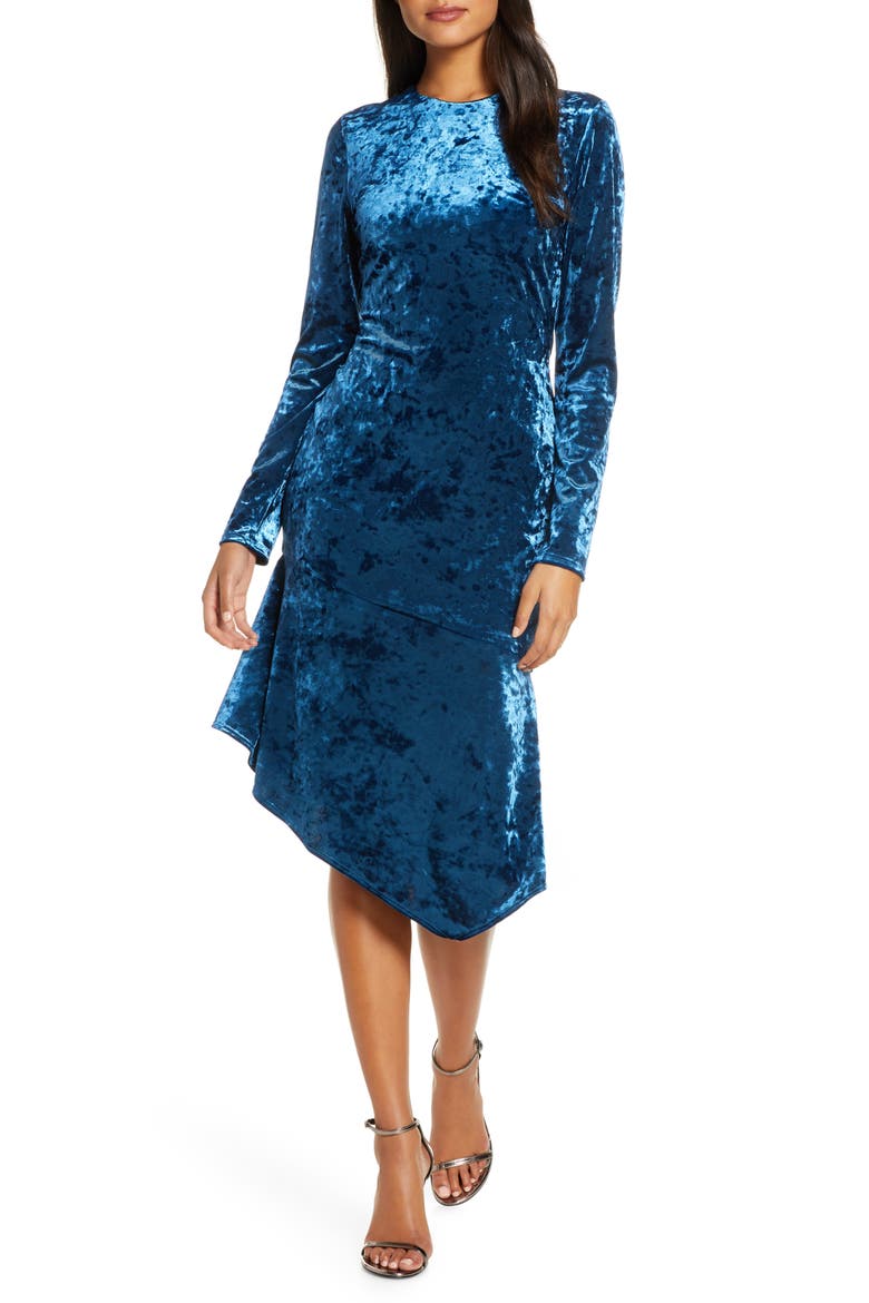 Maddox Velvet Sheath Dress, Main, color, OCEAN SPLASH