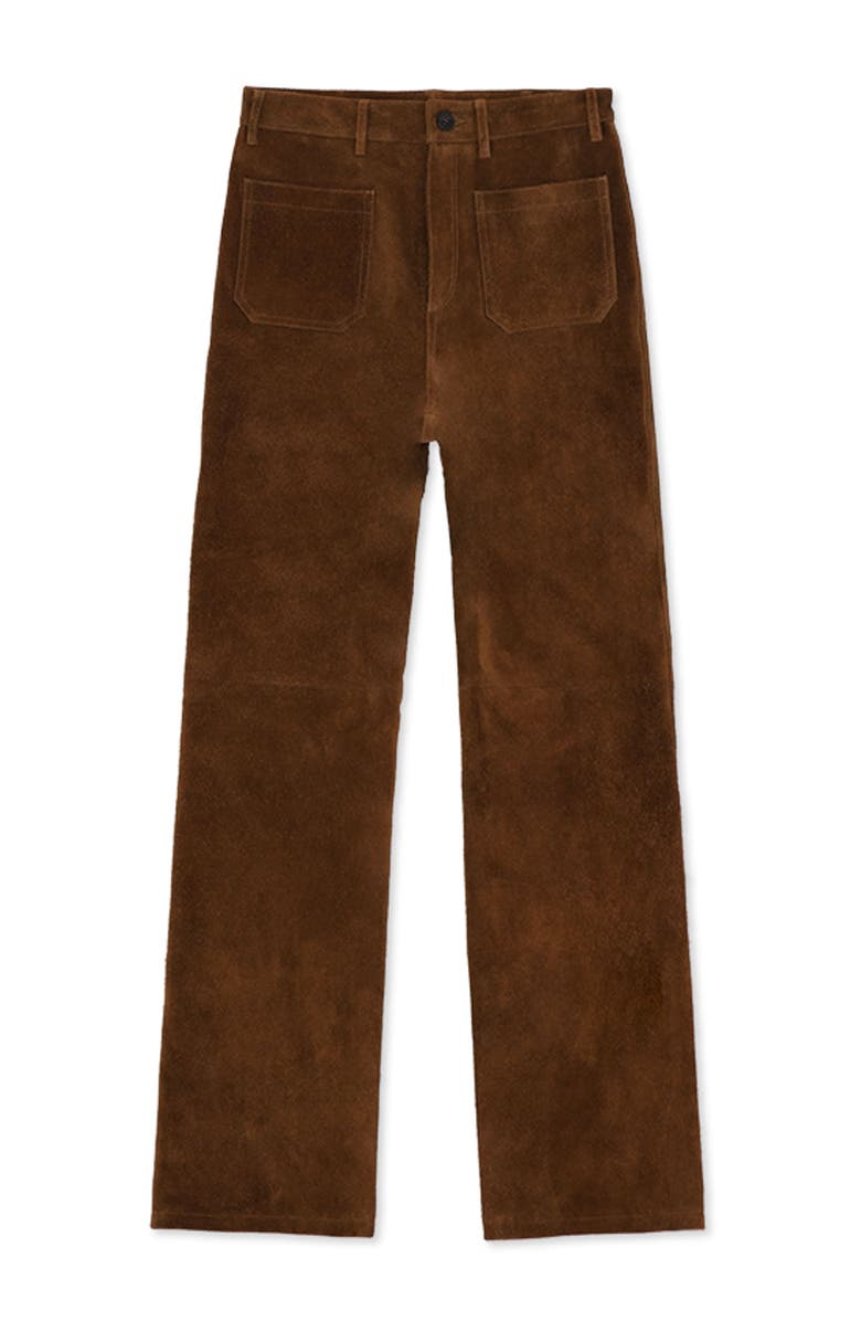 Fortela High Waist Suede Leather Trousers, Main, color, Brown