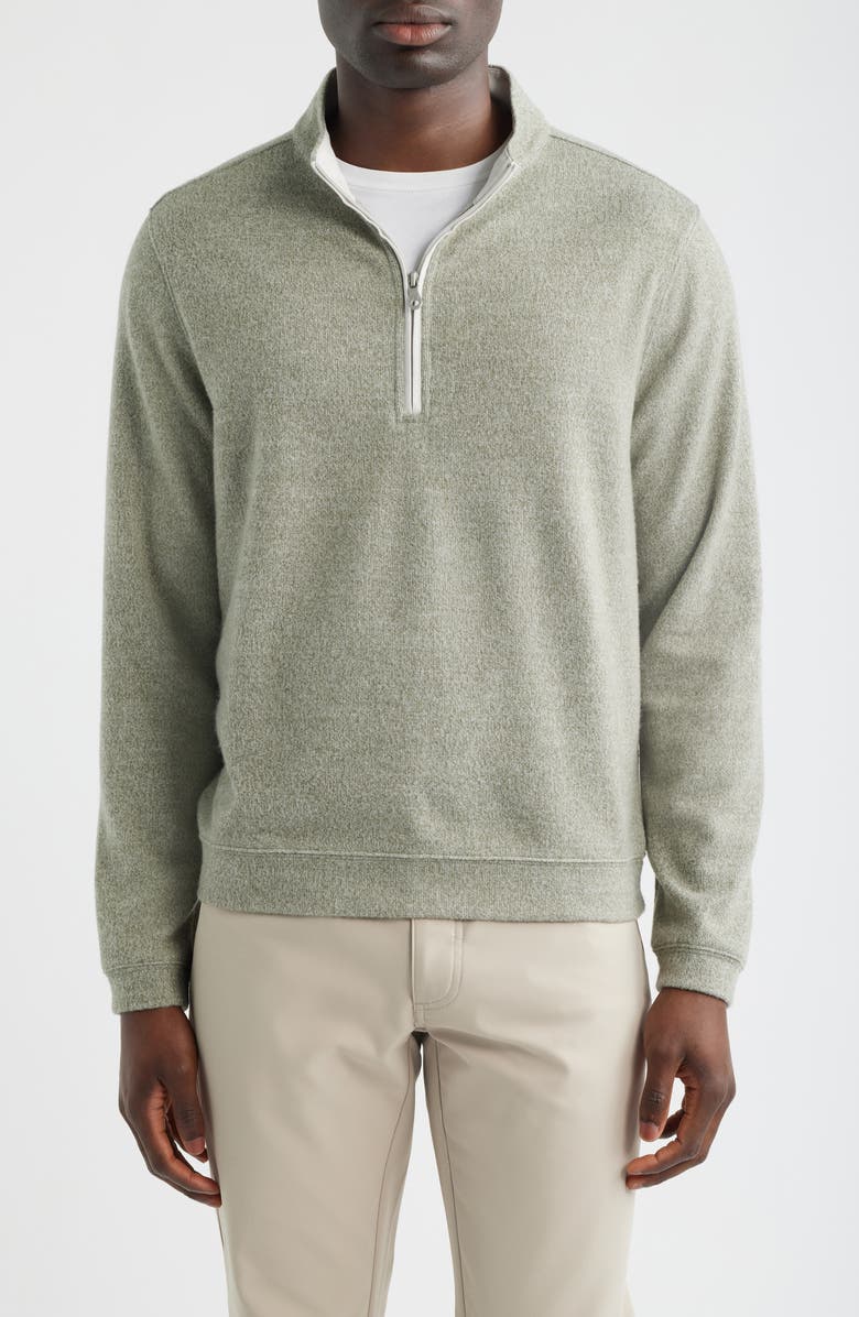 Scott Barber Marled Sweater Knit Quarter Zip Pullover, Main, color, Agave