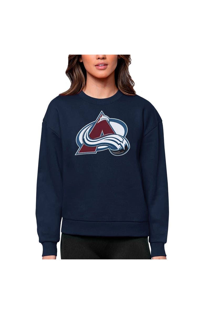 ANTIGUA Women's Antigua Navy Colorado Avalanche Primary Logo Team Logo Victory Crewneck Pullover Sweatshirt, Main, color, 