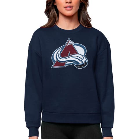 Women's Antigua Navy Colorado Avalanche Primary Logo Team Logo Victory Crewneck Pullover Sweatshirt