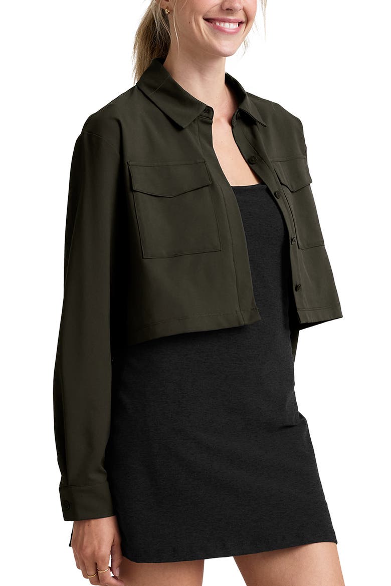 Midtown Crop Jacket, Alternate, color, OLIVE INK