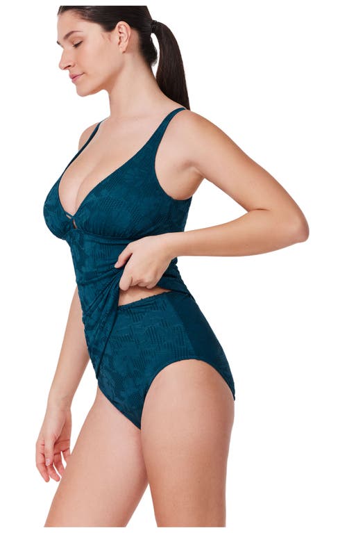 Gottex Jolene Textured V Neck Tankini Top In Blue