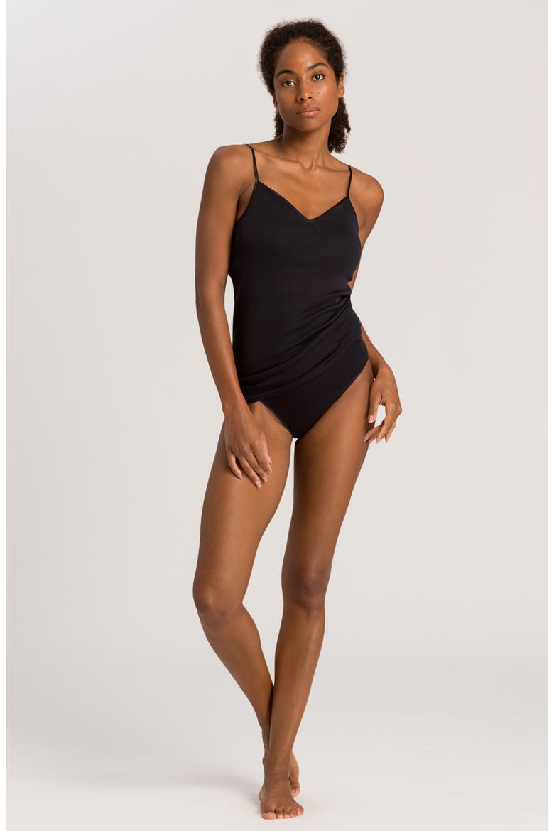 Cotton Seamless Padded Spaghetti Camisole, Alternate, color, BLACK