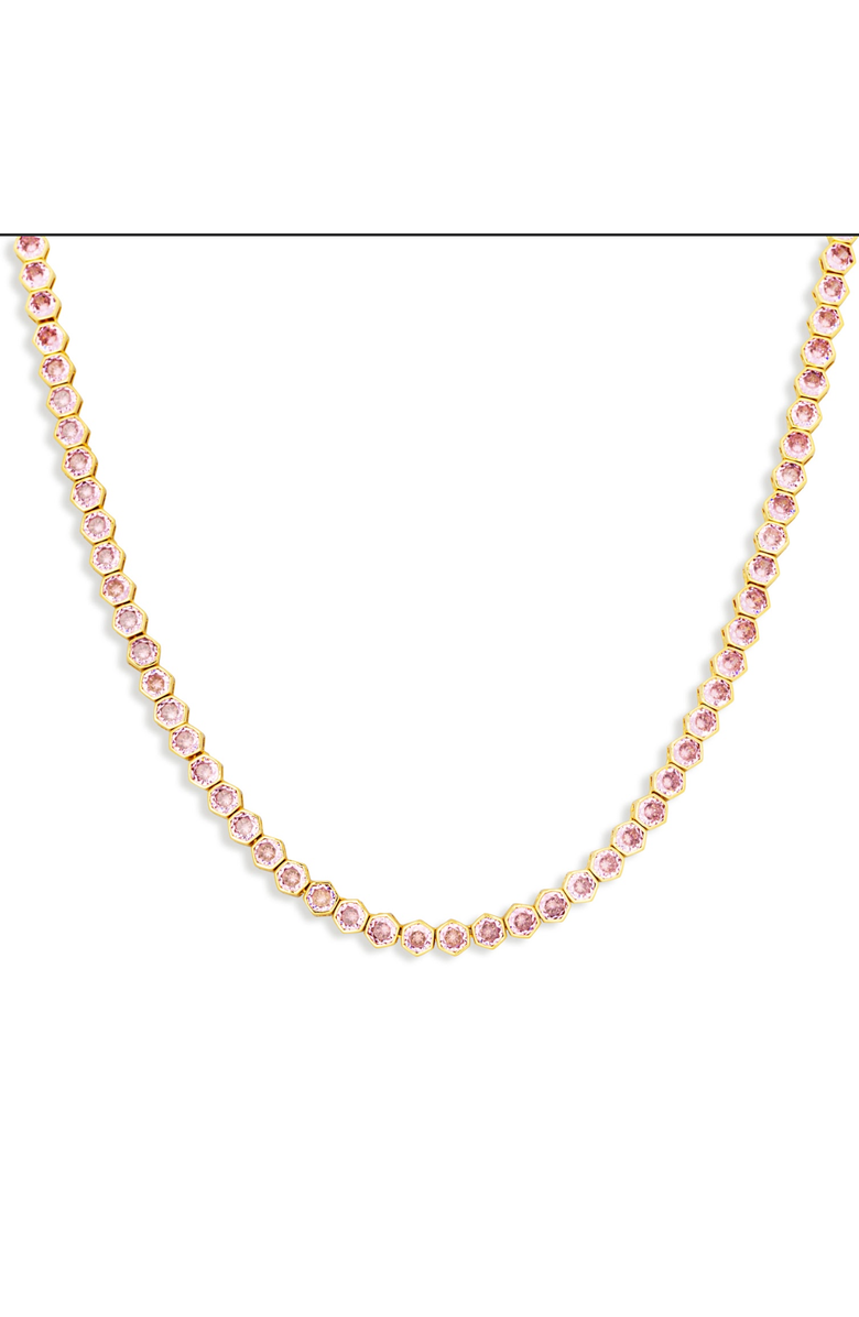 Mazin Jewels Pink Bezel Tennis Necklace, Alternate, color,