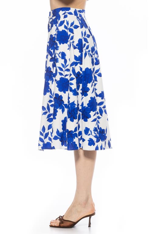 Alexia Admor Maya Midi Skirt In Blue Floral
