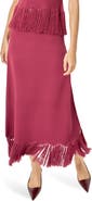 English Factory Fringe Hem Knit Midi Skirt