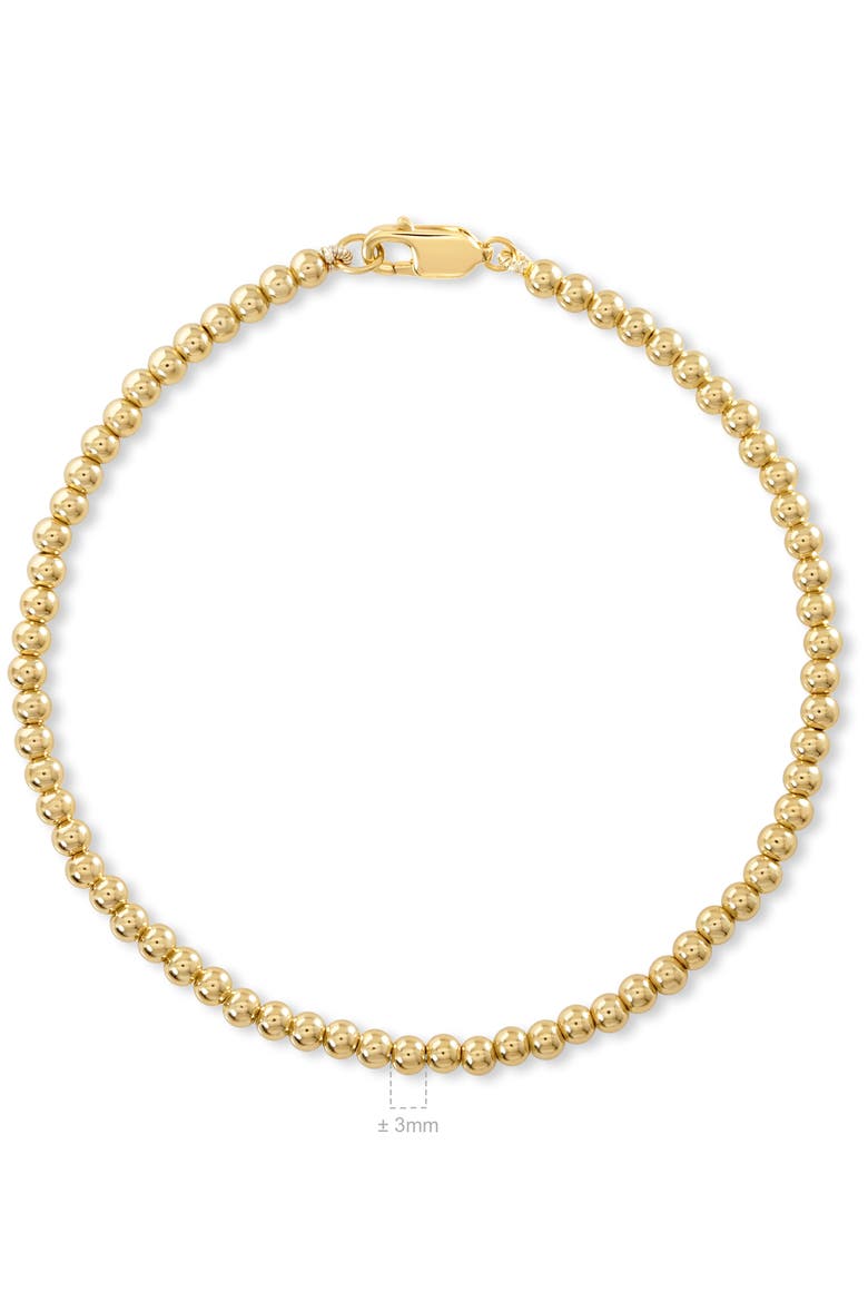 3mm Beaded Ball Chain Bracelet in Gold Plated Sterling Silver, Alternate, color, Yellow Gold