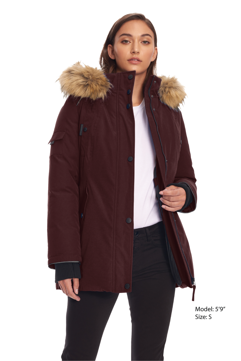 GLACIER - Vegan Down Classic Winter Parka Jacket, Alternate, color, GRAPE
