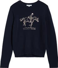 Sporty & Rich Horse Embroidered Cotton Sweater