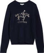 Sporty & Rich Horse Embroidered Cotton Sweater
