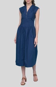 ZOE AND CLAIRE Seamed Cotton Fit & Flare Dress