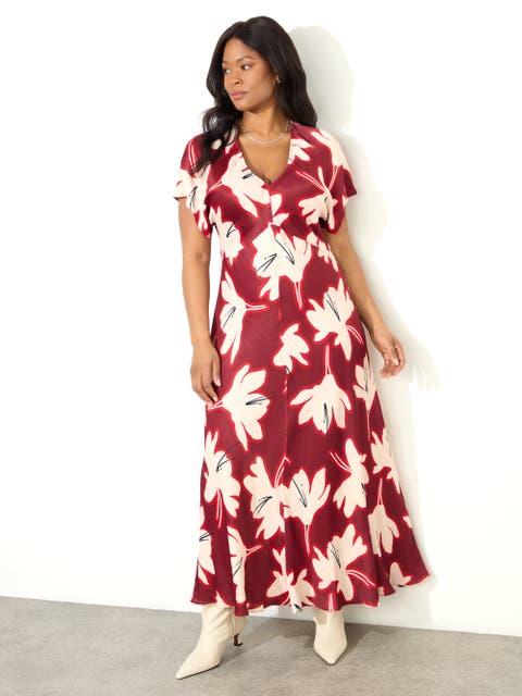 Floral V Neck Maxi Dress