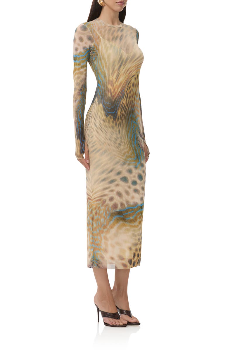 AFRM Ashland Long Sleeve Midi Dress, Alternate, color, Fish Scale Swirl