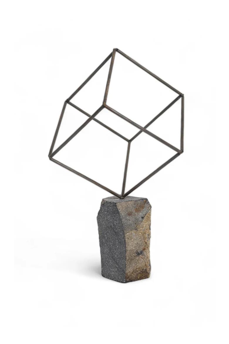 Single Cube Sculpture, Main, color, Brown