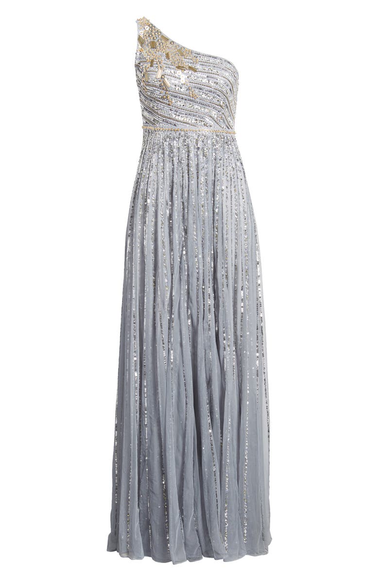 Mac Duggal Embellished One-Shoulder A-Line Gown, Alternate, color, 