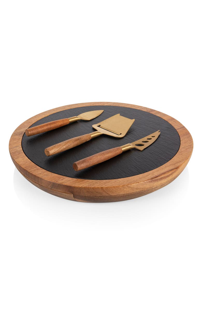 Picnic Time Acacia and Slate Serving Board with Cheese Tools, Alternate, color, 