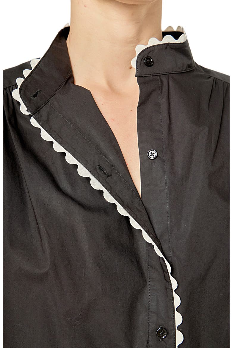 Rickrack Trim Button-Up Top, Alternate, color, BLACK/ WHITE