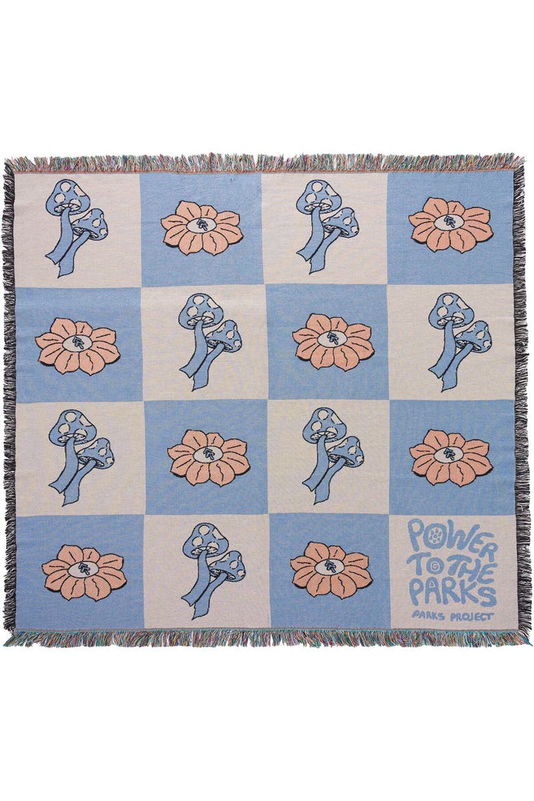 Power To The Parks Woven Blanket, Main, color, Blue and Natural