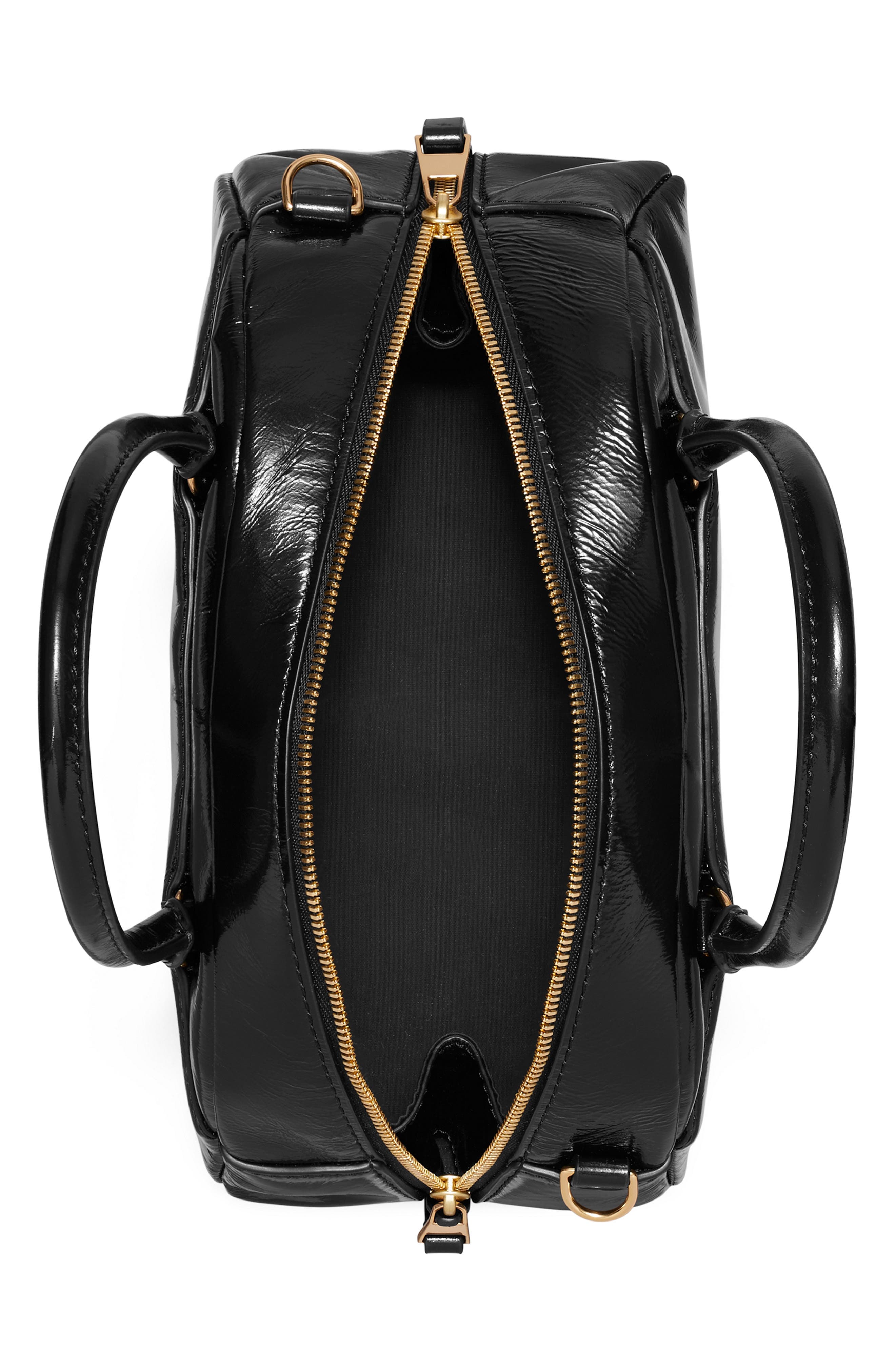 Tory Burch Small Bowler Top Handle Bag, Alternate, color, Black