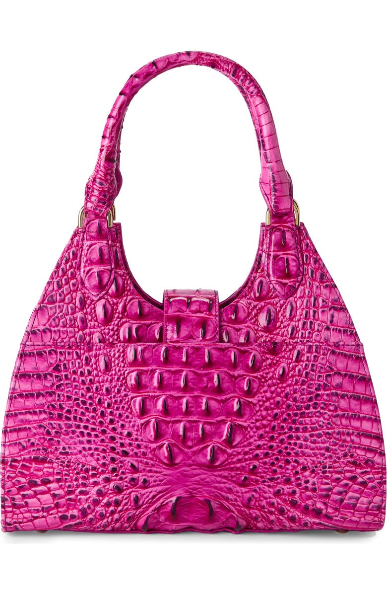 Brahmin Adrian Croc Embossed Leather Shoulder Bag, Alternate, color, Electric Fuschia