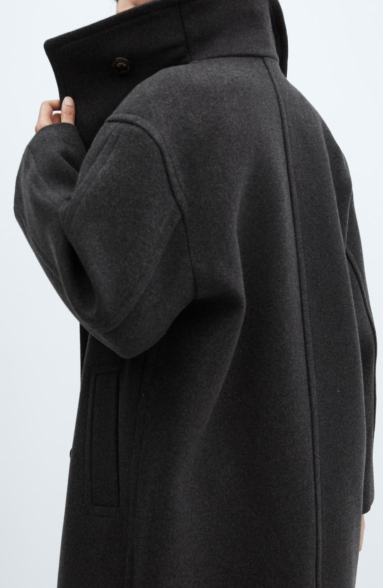 MANGO Asymmetric Lapel Wool Blend Coat, Alternate, color, 