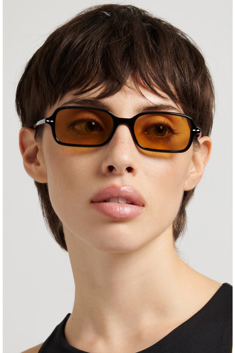 52mm Rectangular Sunglasses, Alternate, color, BLACK/ YELLOW